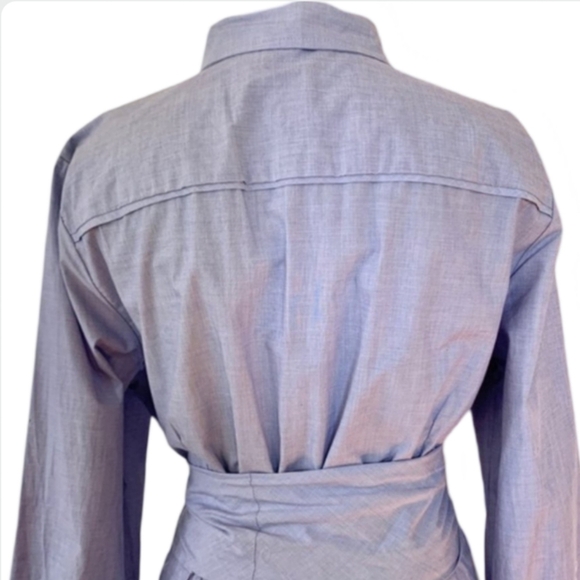 J.Crew Light Blue Tie Waist Cotton Shirtdress Classic Button Down Size 6 - Picture 9 of 10